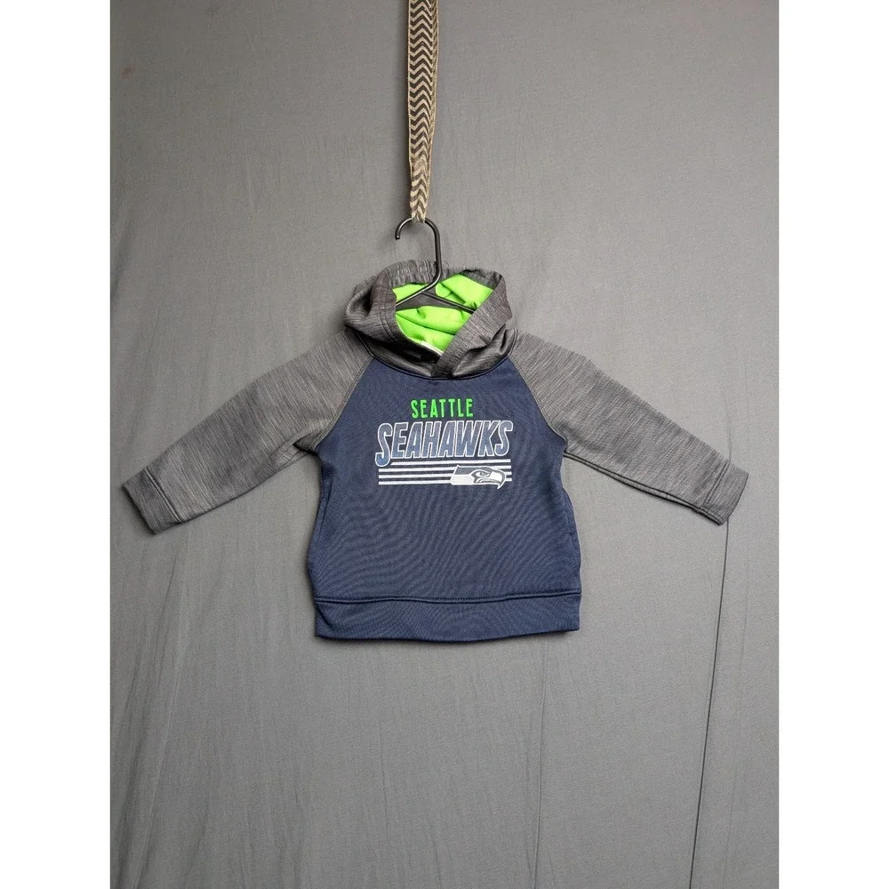 Seattle Seahawks NFL Boys Pullover Hoodie - Gray/Blue -‎ Size 2T